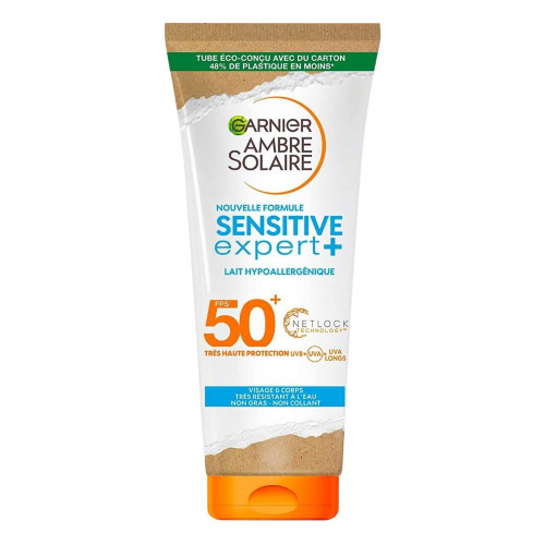 Lait solaire sensitive expert + Garnier à petit prix chez SAGA COSMETICS