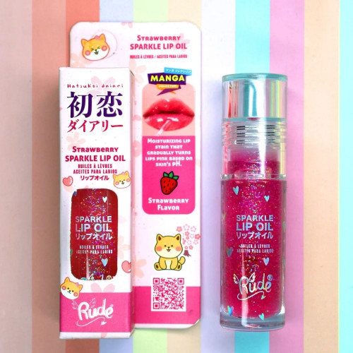 Découvrez l'Huile lèvres paillette manga - Strawberry de RUDE COSMETICS