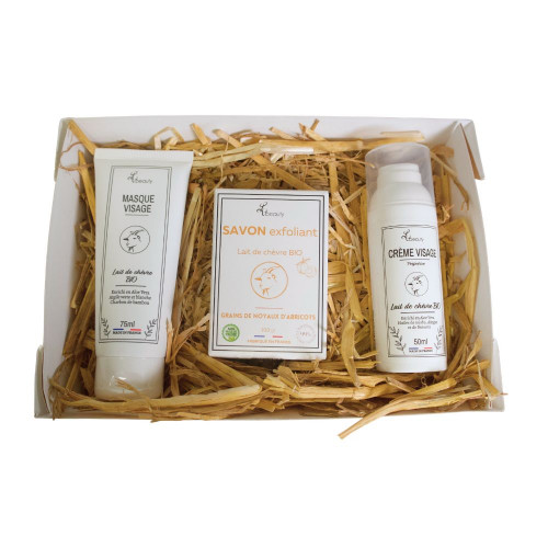 Coffret soin visage au lait de chèvre ouvert